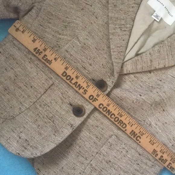 BANANA REPUBLIC linen wool blend cropped tweed blazer jacket petite NEW size XS - Picture 8 of 11